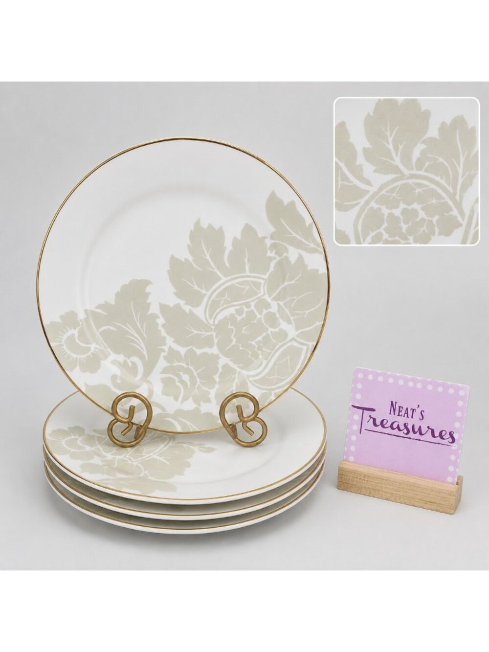 Kohls St Nicholas Square SPIRIT THE SEASON Floral Porcelain Dinner Plate Set 4
